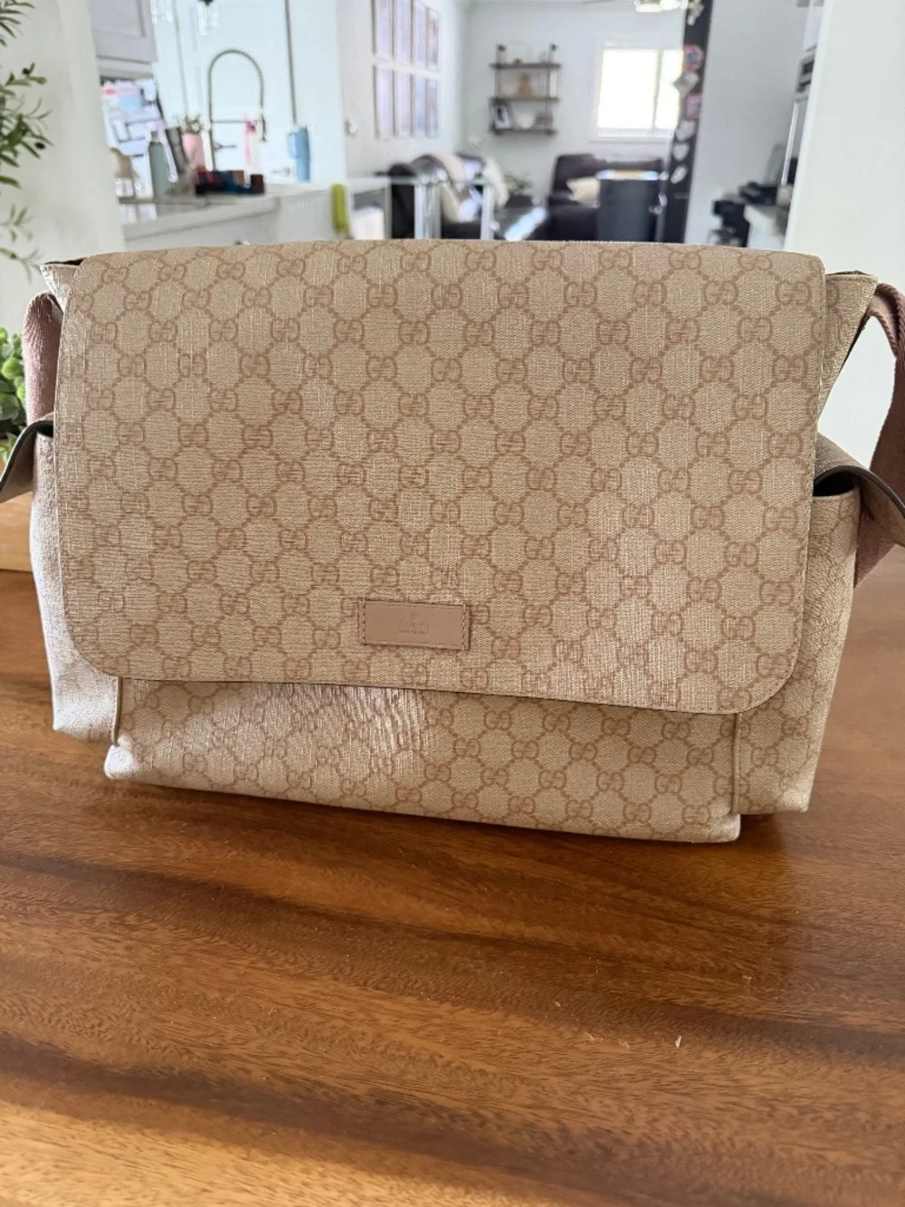 Gucci Beige Brown GG Canvas Messenger Baby Bag